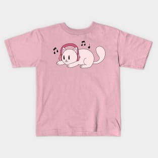 Cat with Headphones Kids T-Shirt